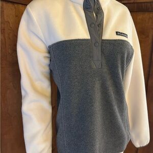Columbia White and Gray Fleece Pullover